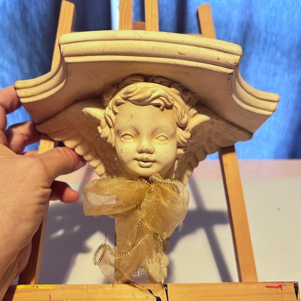 Elegant vintage wall sconce with gold ribbon- Perfect for display- preloved